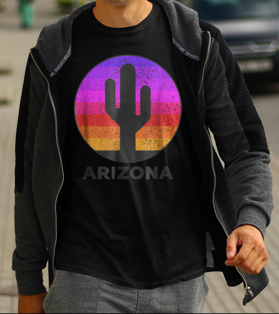 Arizona Saguaro Cactus Vintage Sunset T-Shirt