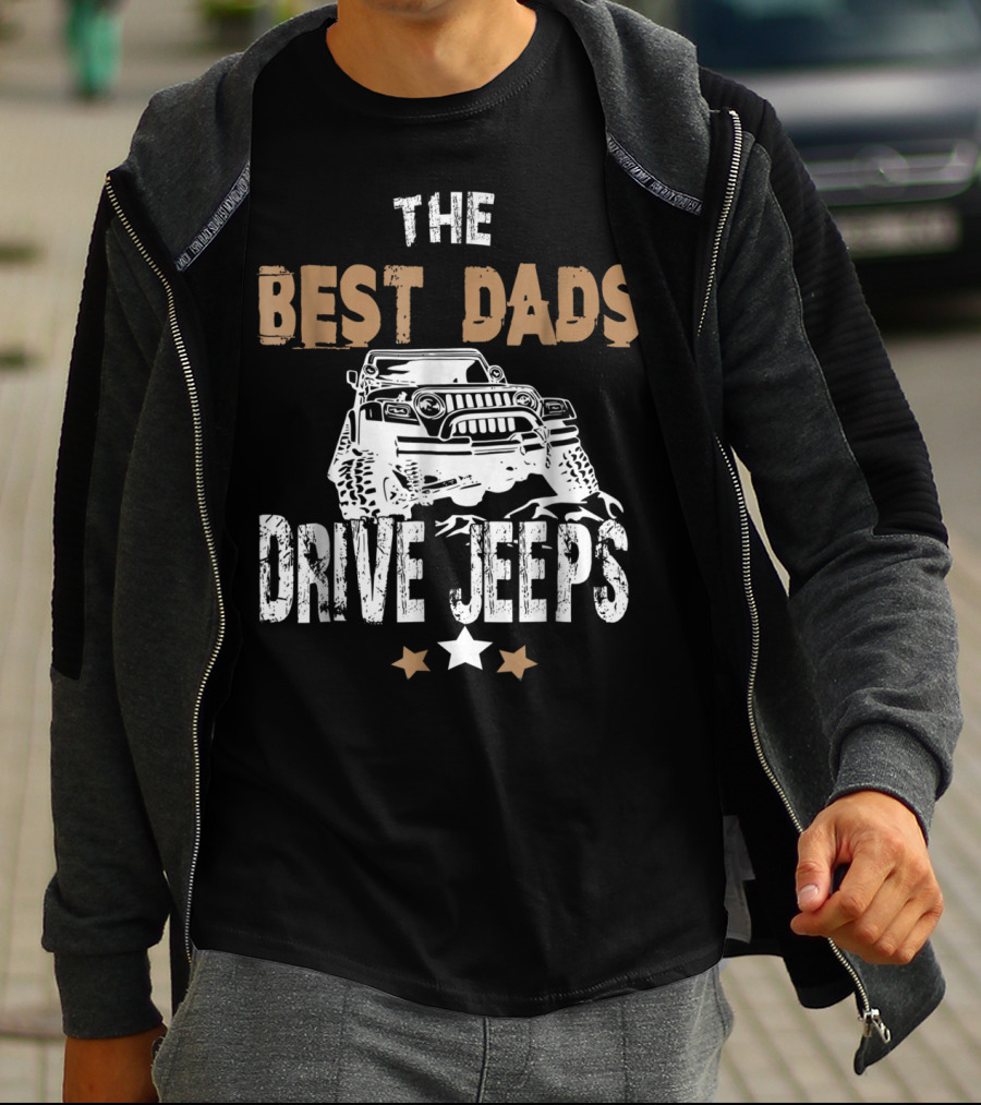 The Best Dads Drive Jeeps - Rock Crawling Off-Road Fathers Star Badge T-Shirt