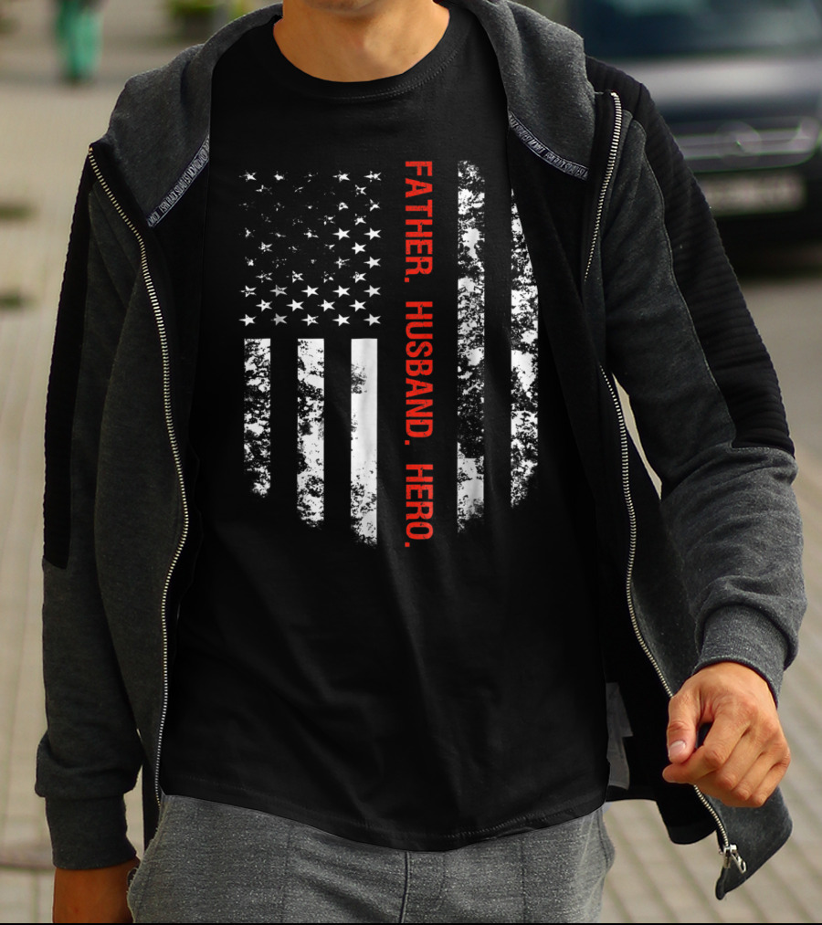 Thin Red Line Flag Firefighter Fireman Dad Father Husband Hero T-Shirt