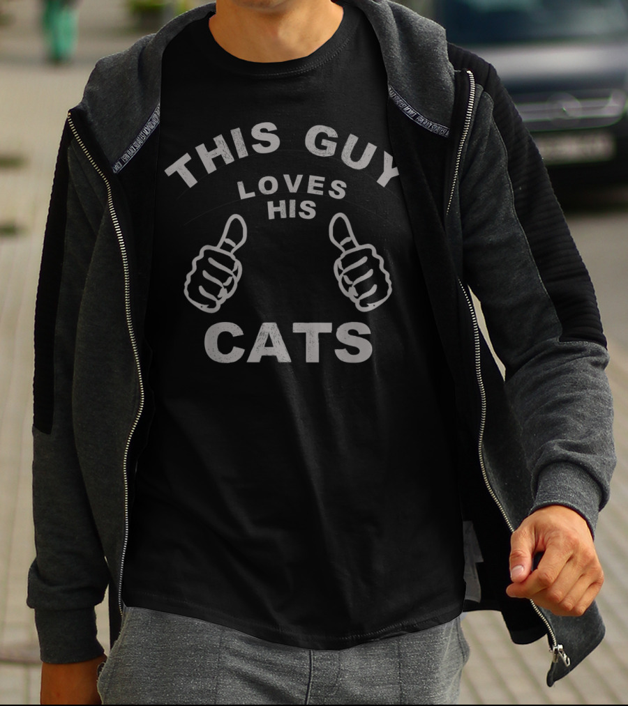 This Guy Loves His Cats Thumbs Up Kitty Kitten Pet Owners T-Shirt