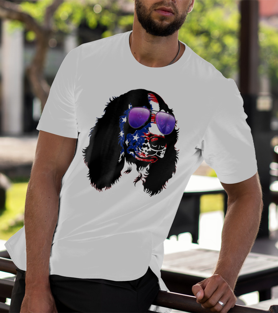 US Flag English Springer Spaniel With Sunglasses T-Shirt