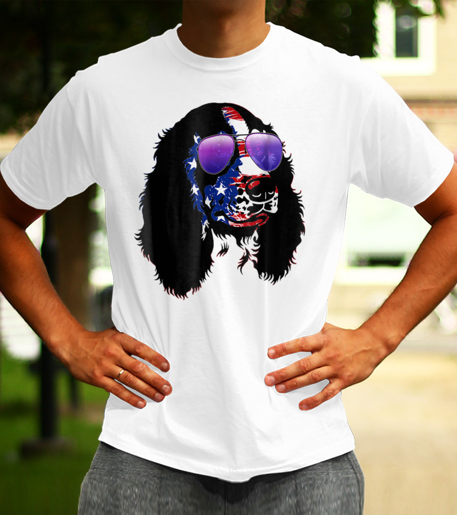 US Flag English Springer Spaniel With Sunglasses T-Shirt