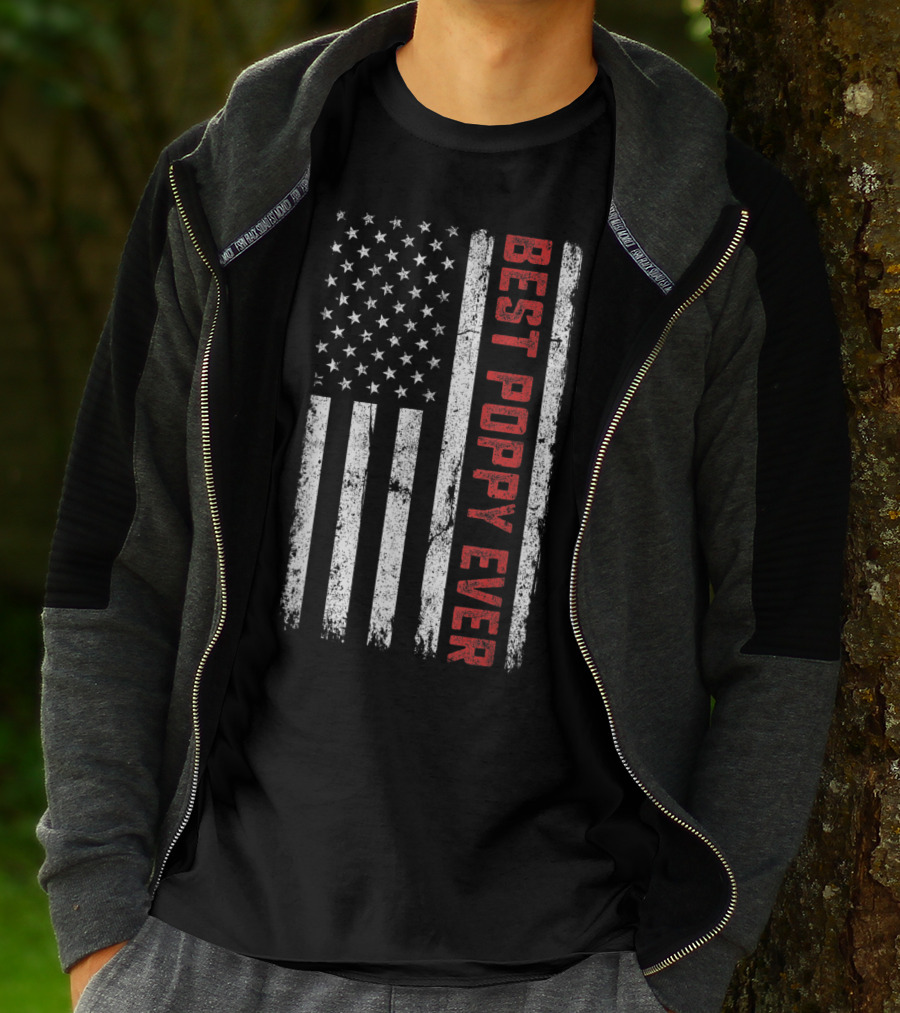 Best Poppy Ever American Flag USA T-Shirt