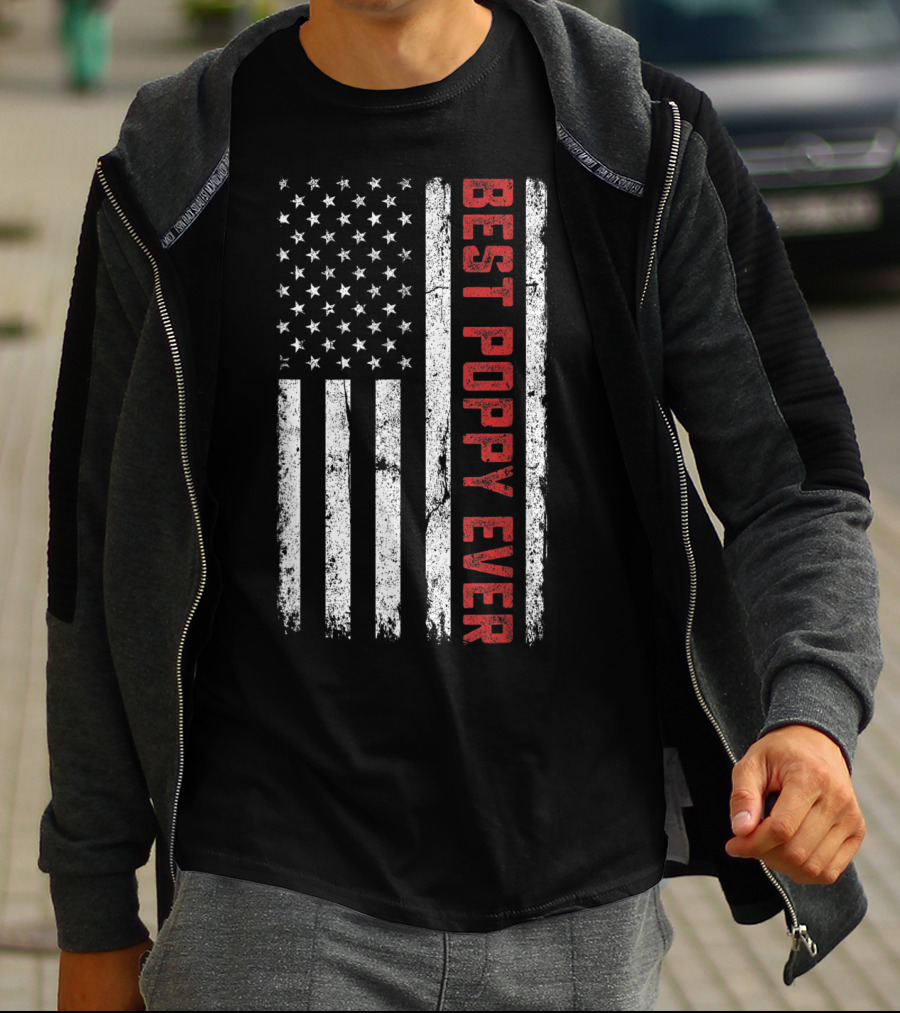 Best Poppy Ever American Flag USA T-Shirt