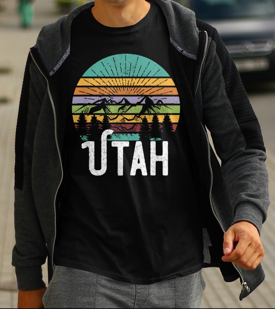 UTAH Vintage Mountain 70's 80's Style Retro Sunset Landscape T-Shirt
