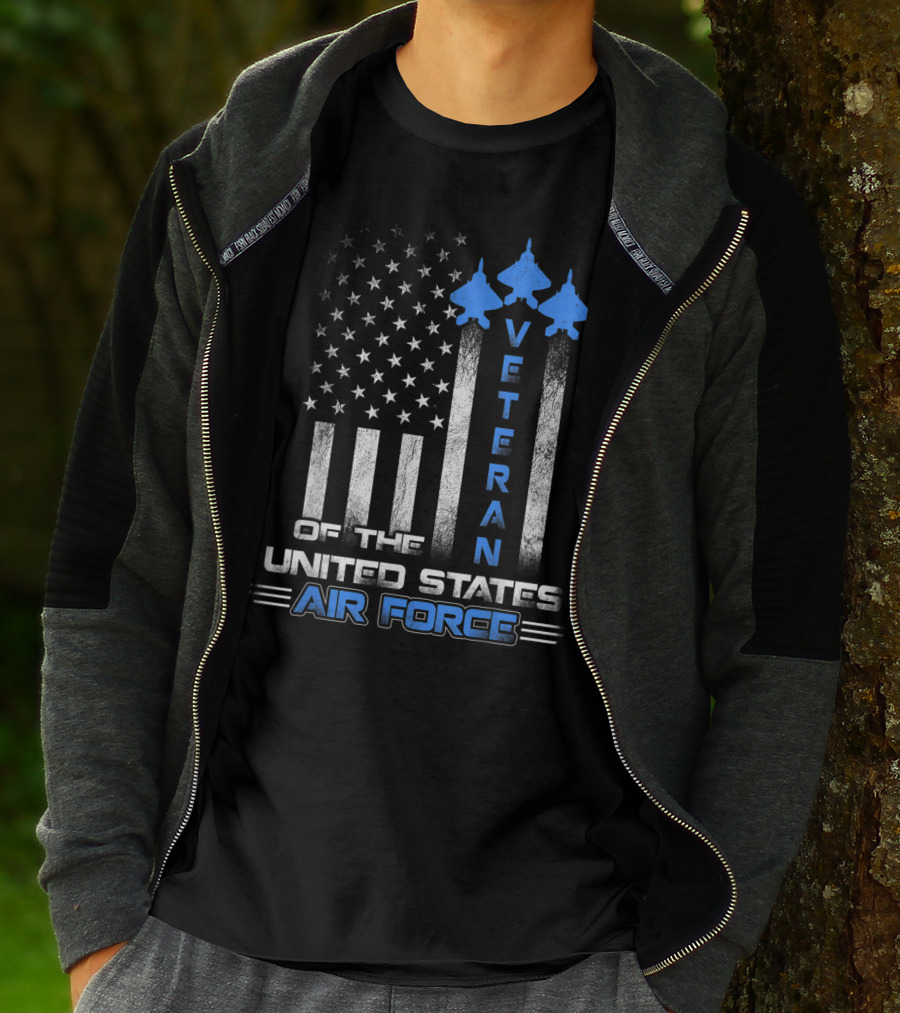 Veteran Of The United States Air Force American Flag And Fighter Jets T-Shirt