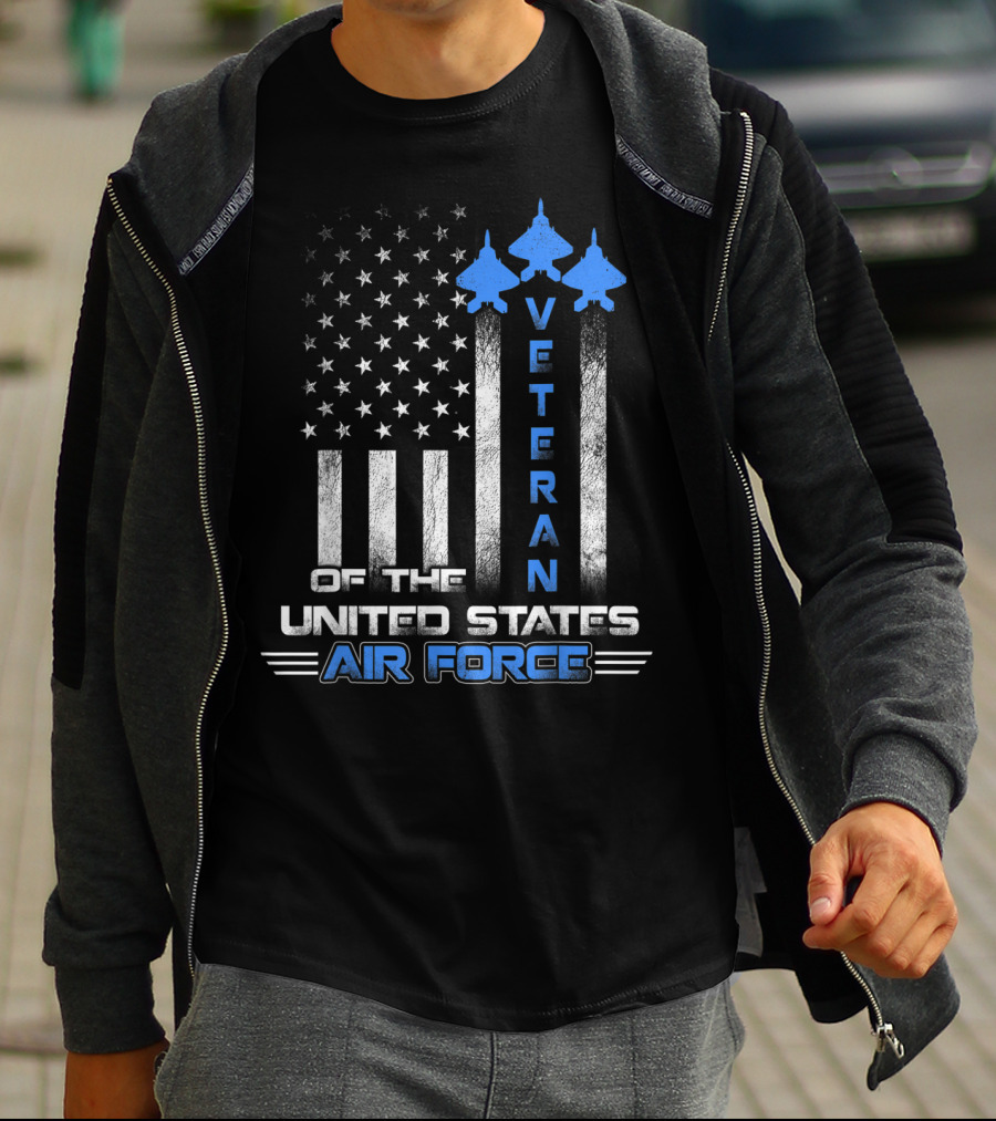 Veteran Of The United States Air Force American Flag And Fighter Jets T-Shirt