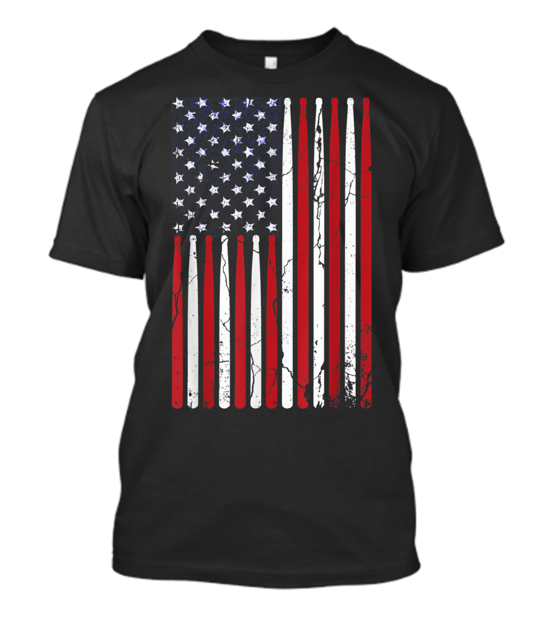 Vintage American Flag Drumsticks Drummer Player T-Shirt