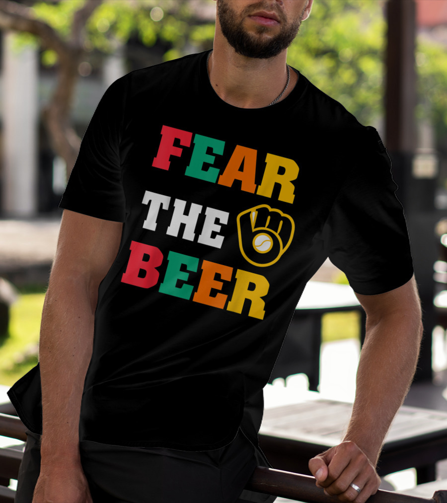 Fear The Beer Brewers Vintage Baseball Glove T-Shirt