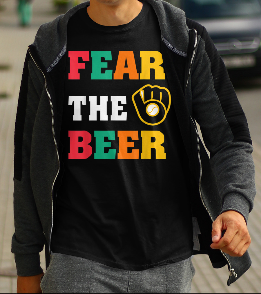Fear The Beer Brewers Vintage Baseball Glove T-Shirt