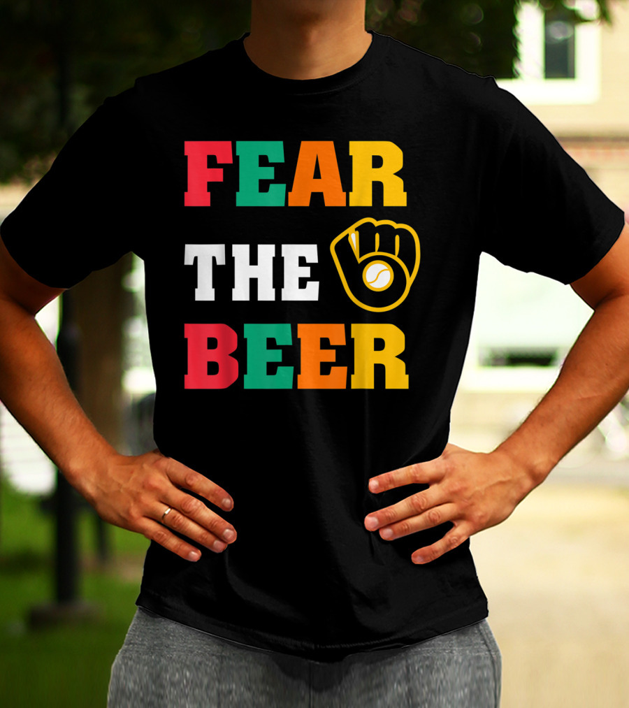Fear The Beer Brewers Vintage Baseball Glove T-Shirt