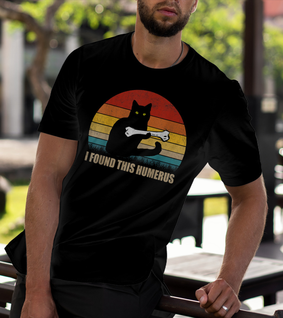 Vintage I Found This Humerus Cat Lover Retro Sunset T-Shirt