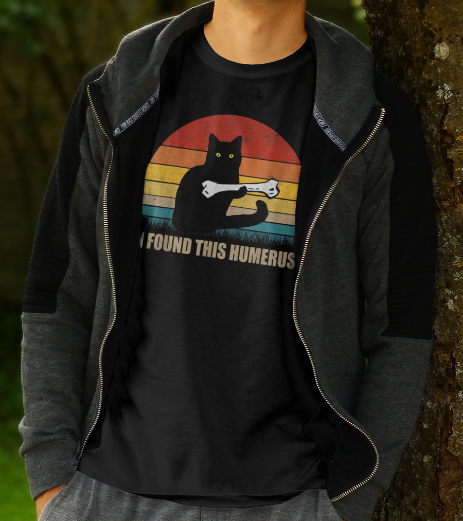 Vintage I Found This Humerus Cat Lover Retro Sunset T-Shirt