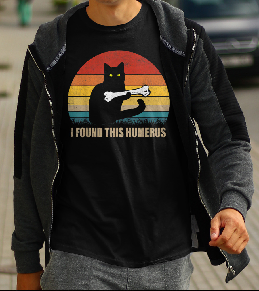 Vintage I Found This Humerus Cat Lover Retro Sunset T-Shirt