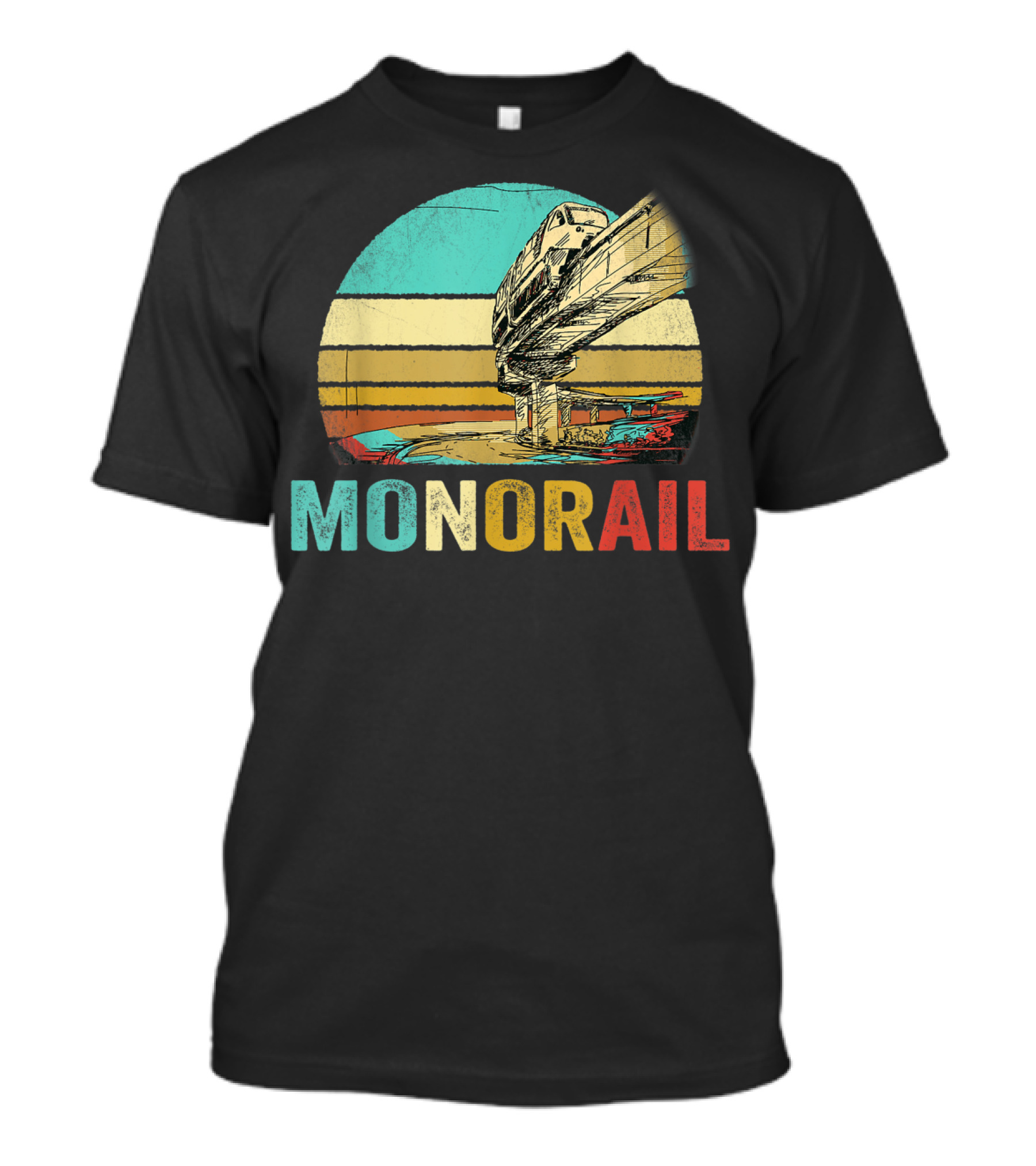 Monorail Retro Colorful Sunset T-Shirt