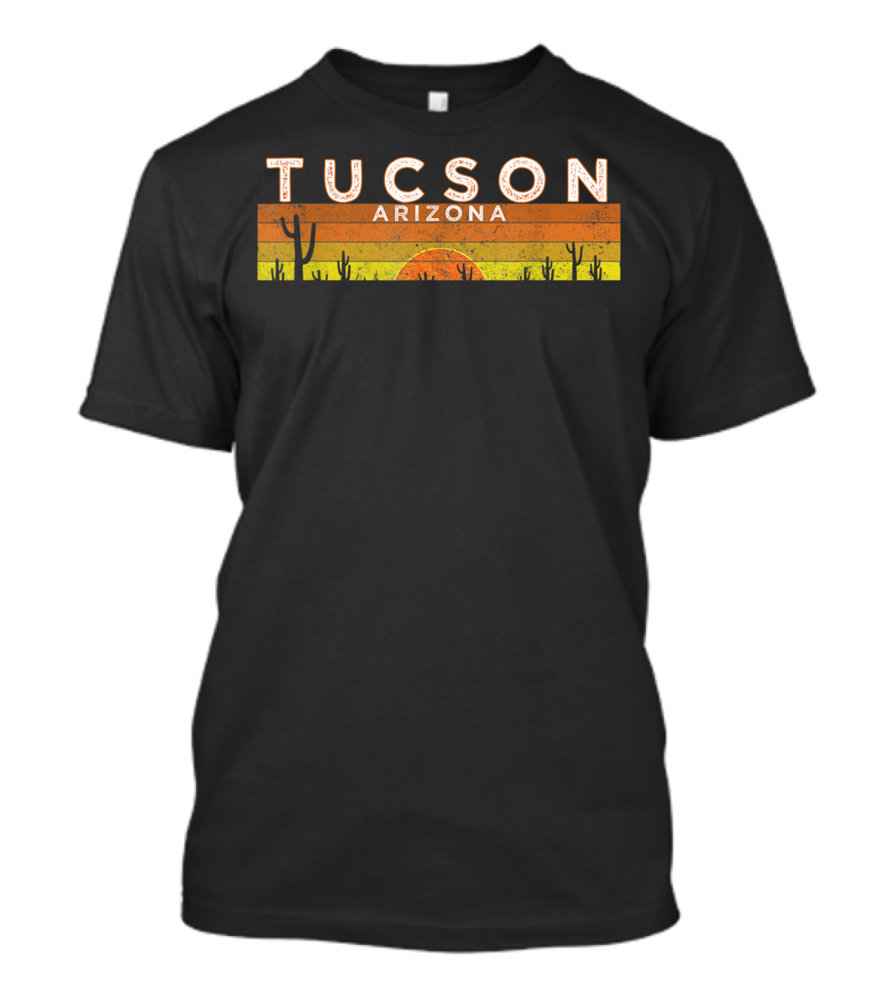 Tucson Arizona Desert Sunset Cactus Vintage Retro Stripes T-Shirt