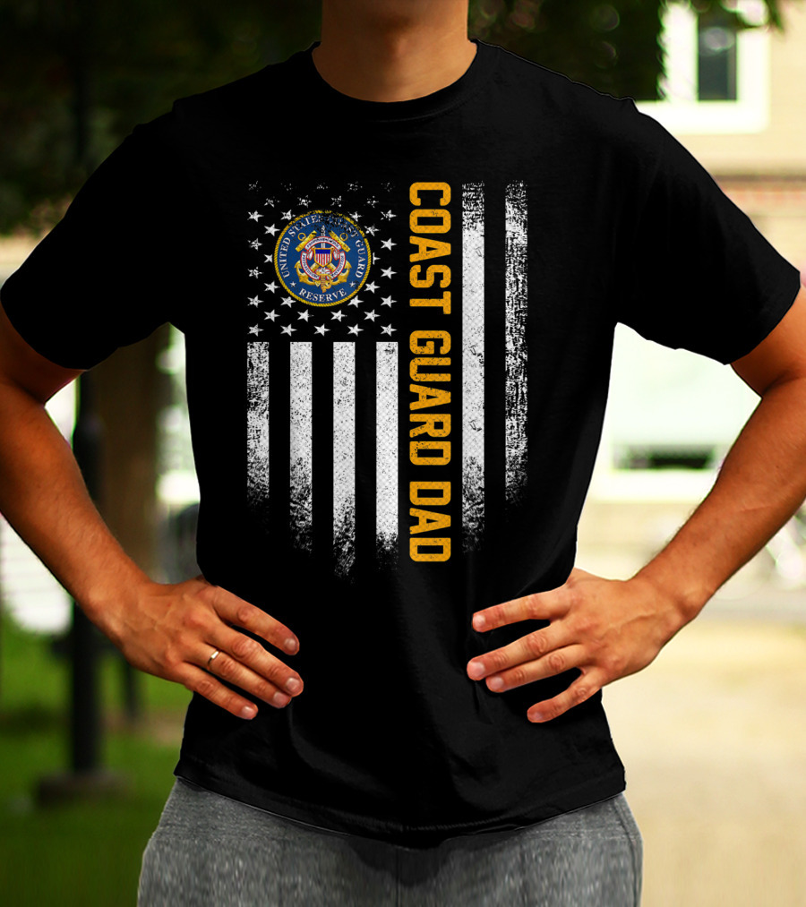 United States Coast Guard Reserve Proud Dad American Flag Vintage USA T-Shirt
