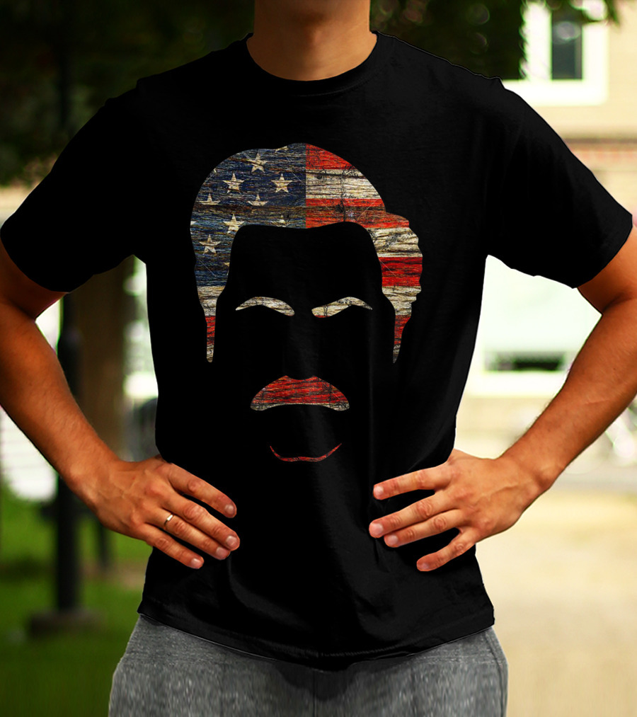 Vintage Wooden American Flag Face T-Shirt