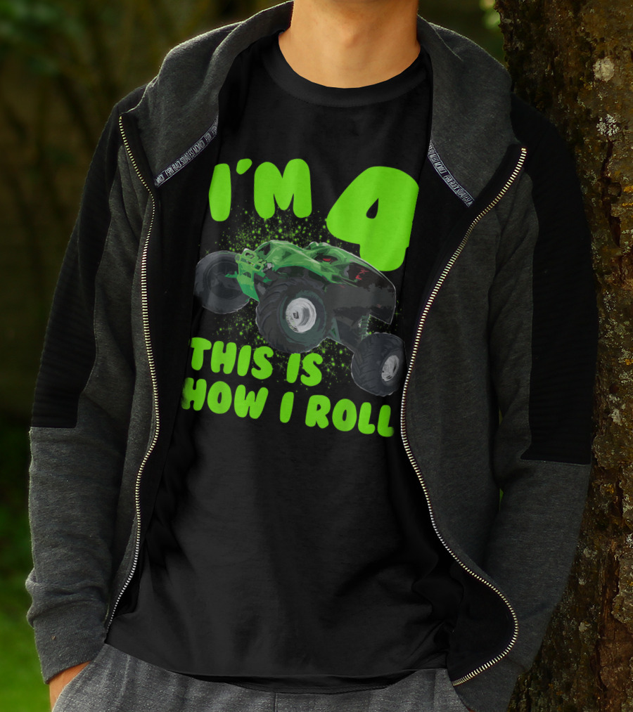 I'm 4 This Is How I Roll Monster Truck Birthday Party T-Shirt