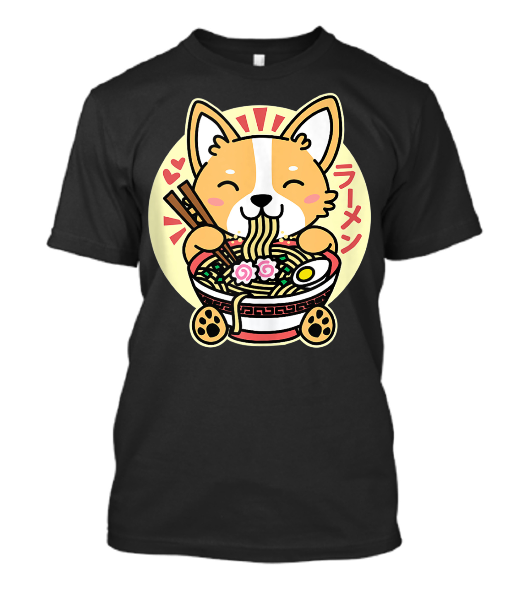 Kawaii Corgi Ramen Cute Anime Dog Japanese Noodles T-Shirt