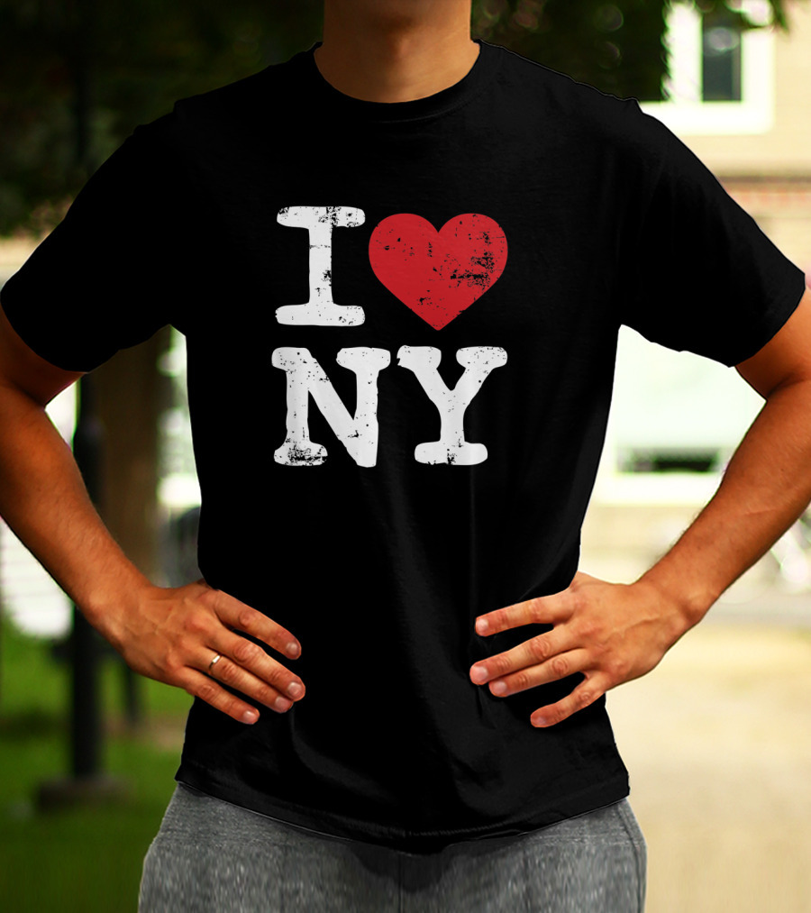 I Love NY Vintage Black Souvenir Tourism T-Shirt