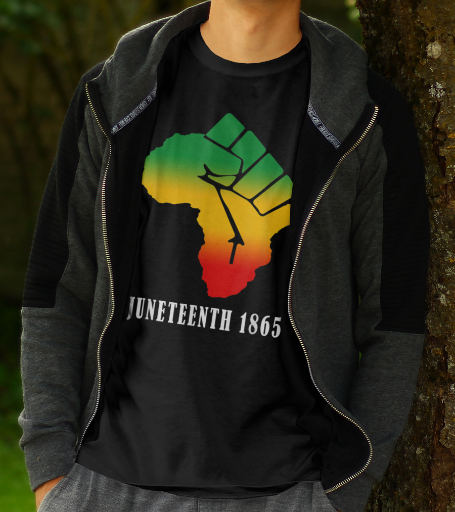 Juneteenth 1865 Ancestors Black African Map American Fist T-Shirt