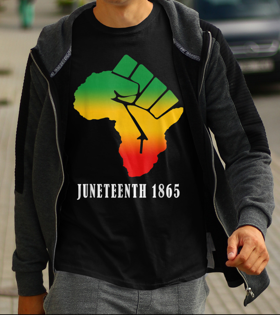 Juneteenth 1865 Ancestors Black African Map American Fist T-Shirt
