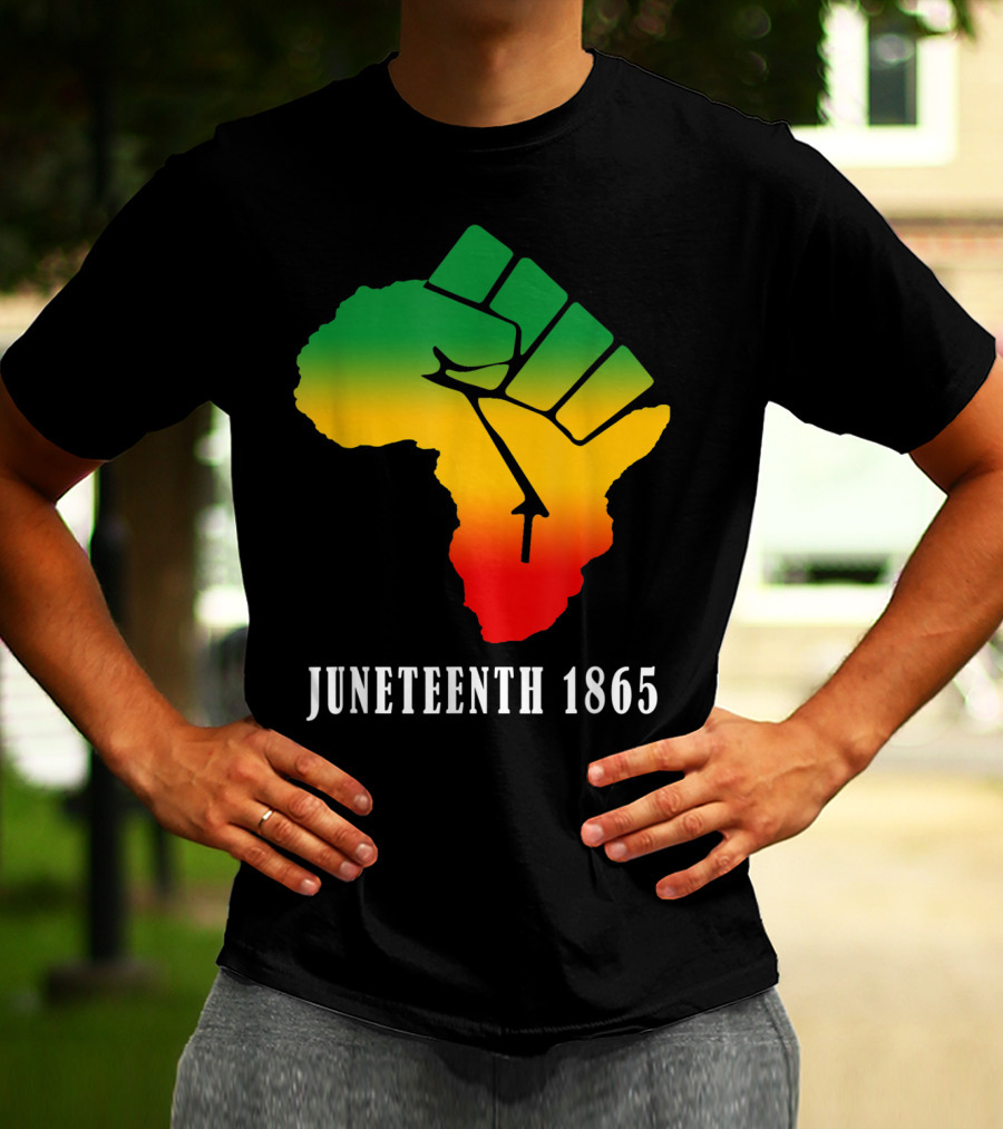 Juneteenth 1865 Ancestors Black African Map American Fist T-Shirt