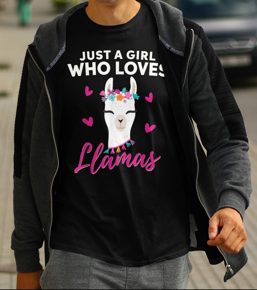Just A Girl Who Loves Llamas With Heart Love Motif T-Shirt