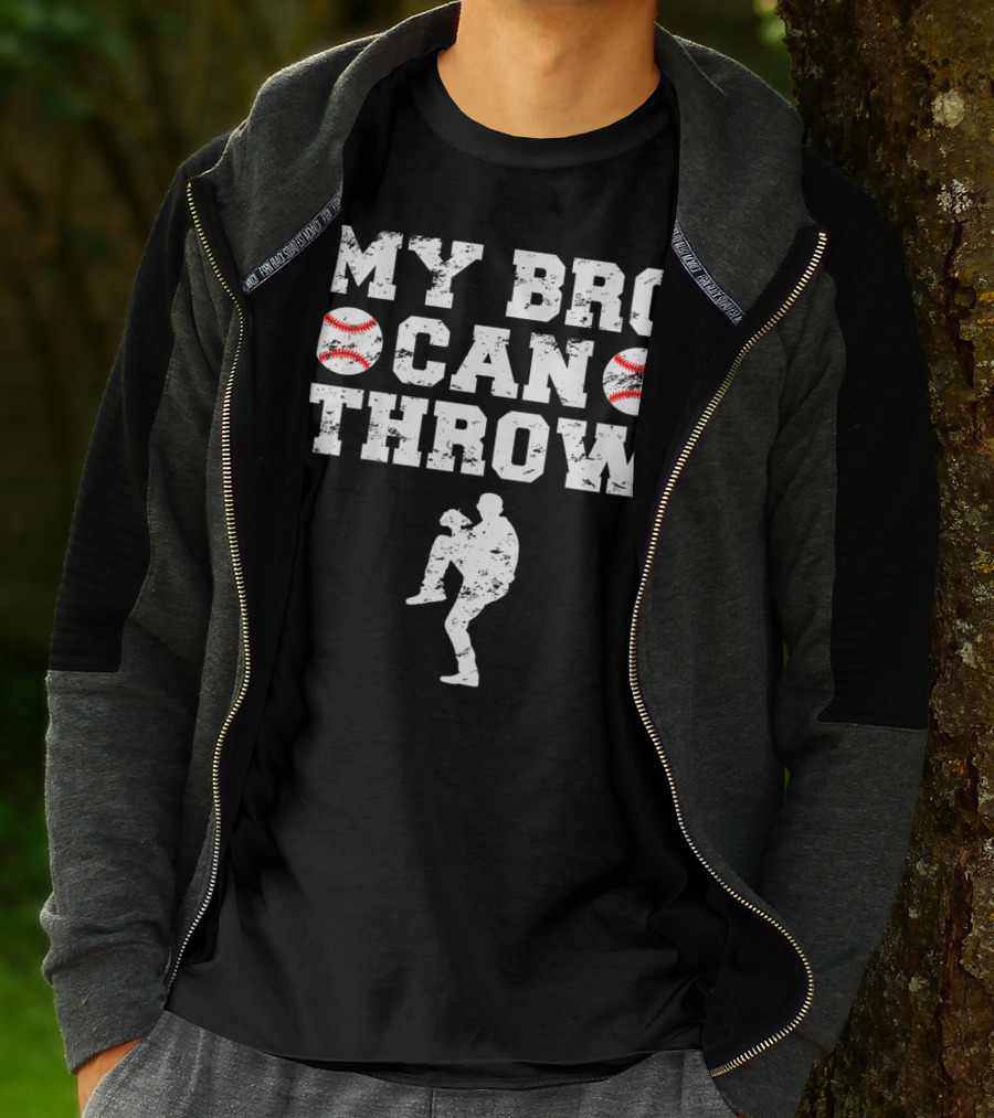 My Bro Can Throw Baseball Cute Funny Cool Brother Sister Kids T-Shirt