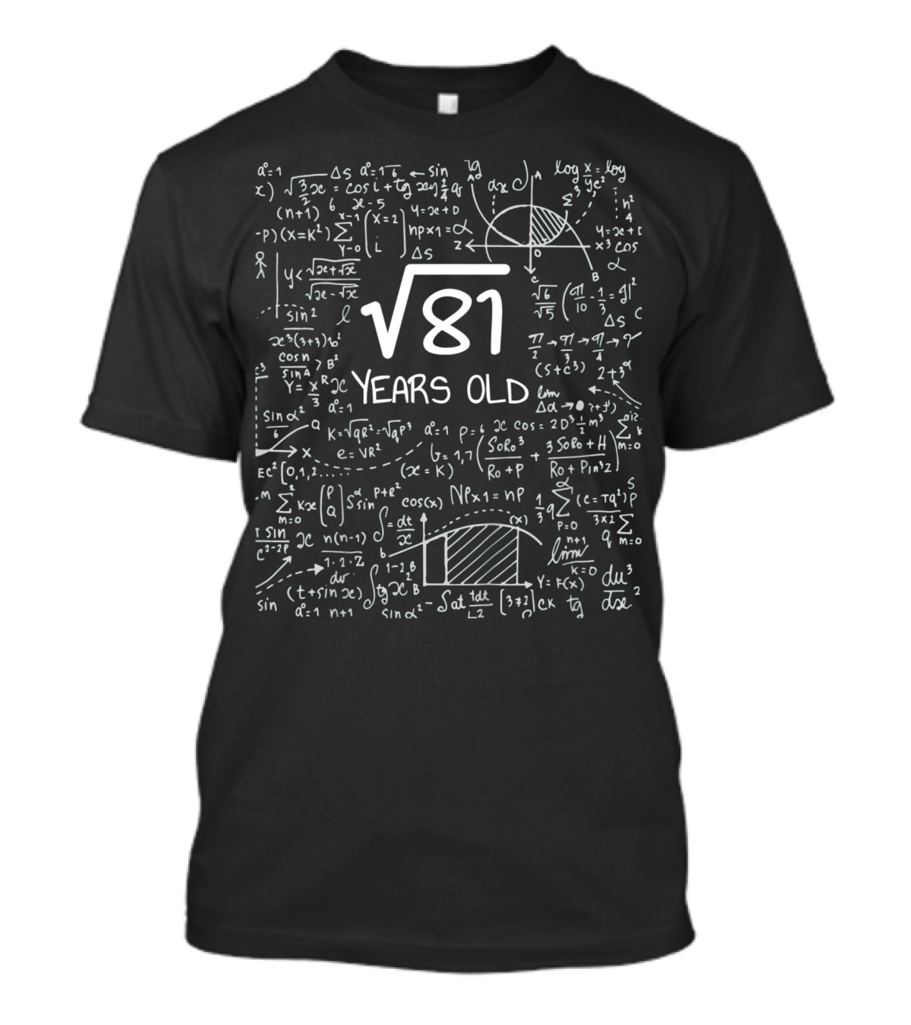 Kids 9 Years Old Birthday Square Root Of 81 Math Equations T-Shirt