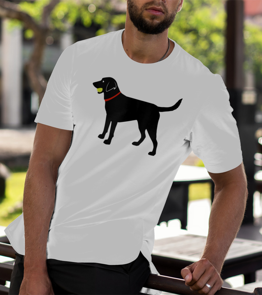 Labrador Retriever Black Lab With Tennis Ball And Red Collar Play Ball T-Shirt