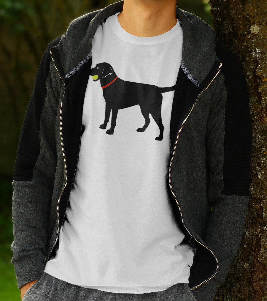 Labrador Retriever Black Lab With Tennis Ball And Red Collar Play Ball T-Shirt