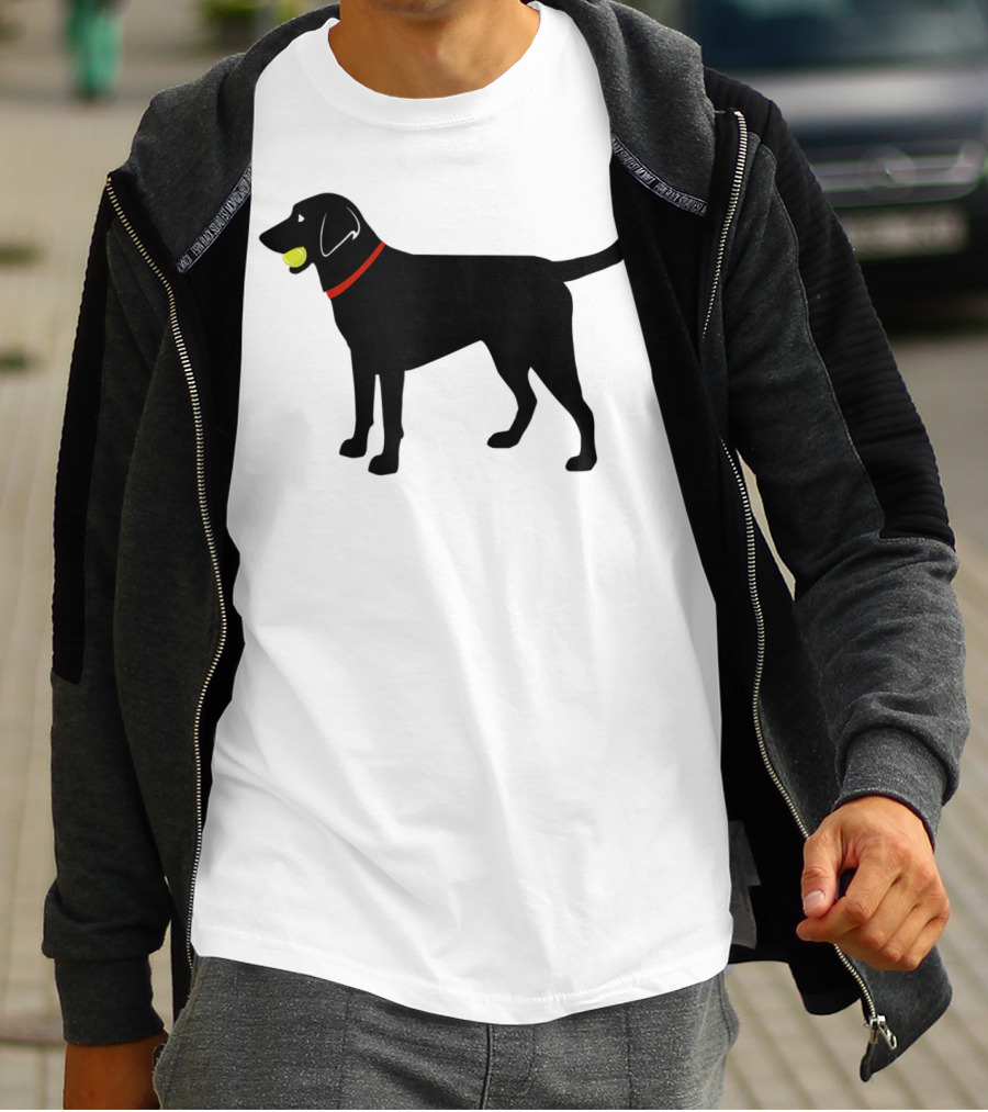 Labrador Retriever Black Lab With Tennis Ball And Red Collar Play Ball T-Shirt