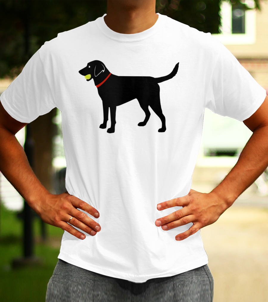 Labrador Retriever Black Lab With Tennis Ball And Red Collar Play Ball T-Shirt