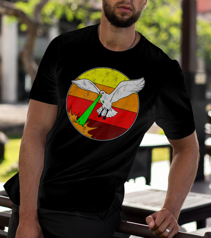 Laser Seagull Retro Sunset Funny Bird T-Shirt