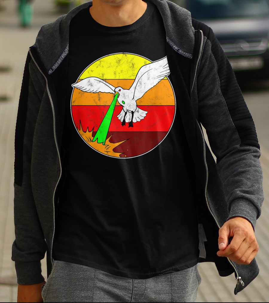 Laser Seagull Retro Sunset Funny Bird T-Shirt
