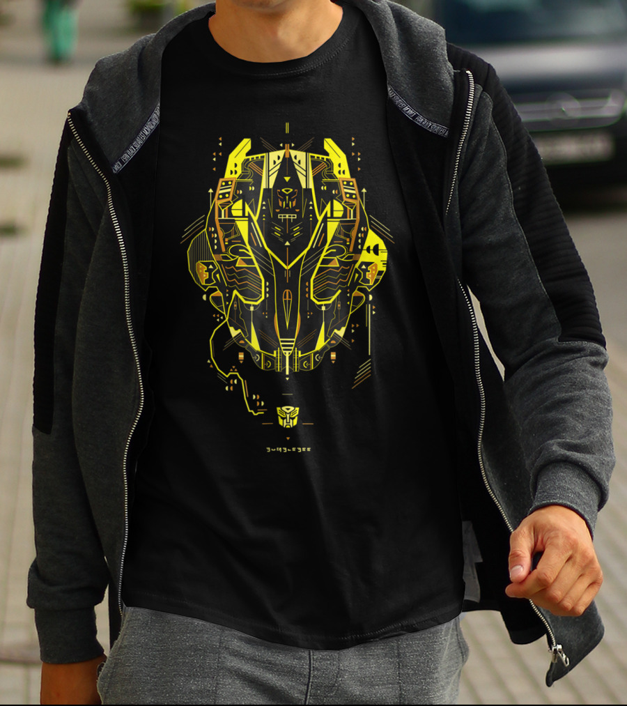 Machine Bumbleman Geometric Cybernetic Yellow T-Shirt