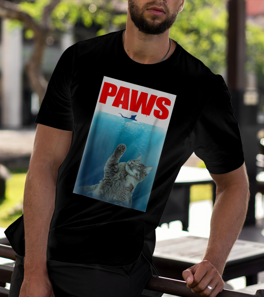 Paws Cat And Mouse Jaws Parody For Funny Cat Lover T-Shirt