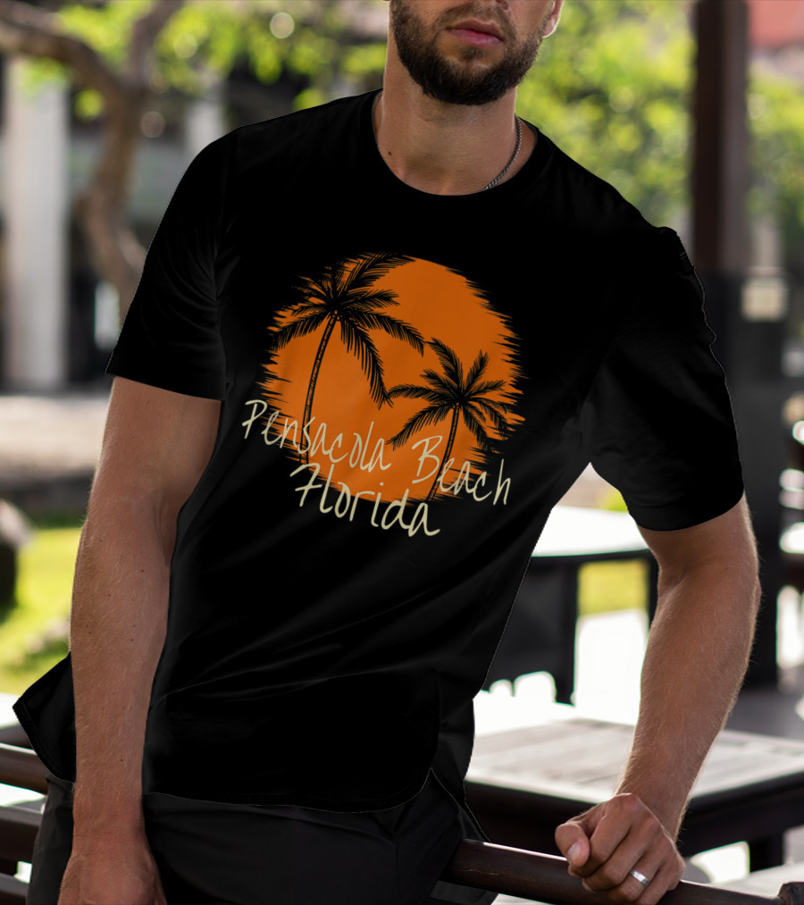 Pensacola Beach Florida Vacation Souvenir Sun Palm Trees T-Shirt