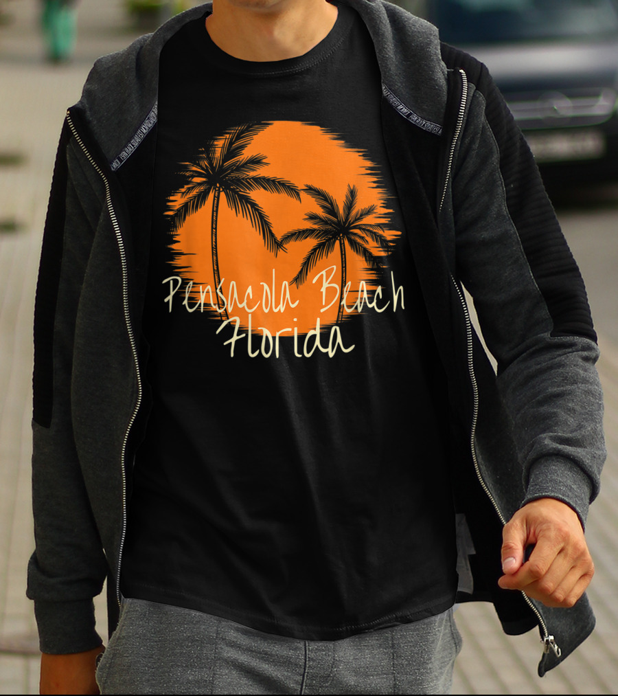 Pensacola Beach Florida Vacation Souvenir Sun Palm Trees T-Shirt