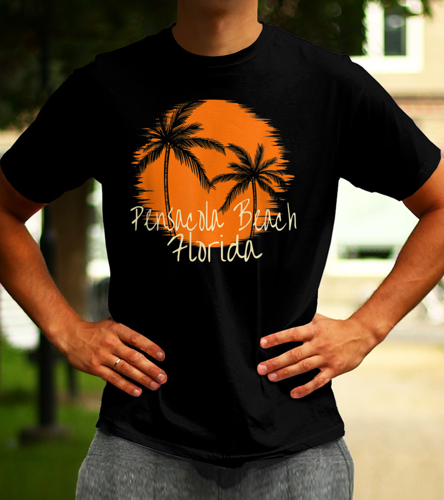 Pensacola Beach Florida Vacation Souvenir Sun Palm Trees T-Shirt