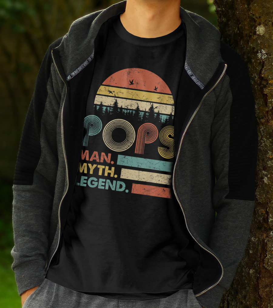 Pops The Man The Myth The Legend Retro Sunset T-Shirt