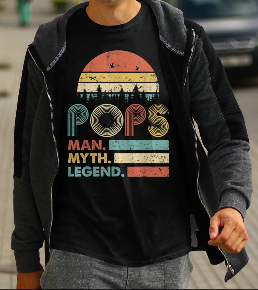 Pops The Man The Myth The Legend Retro Sunset T-Shirt