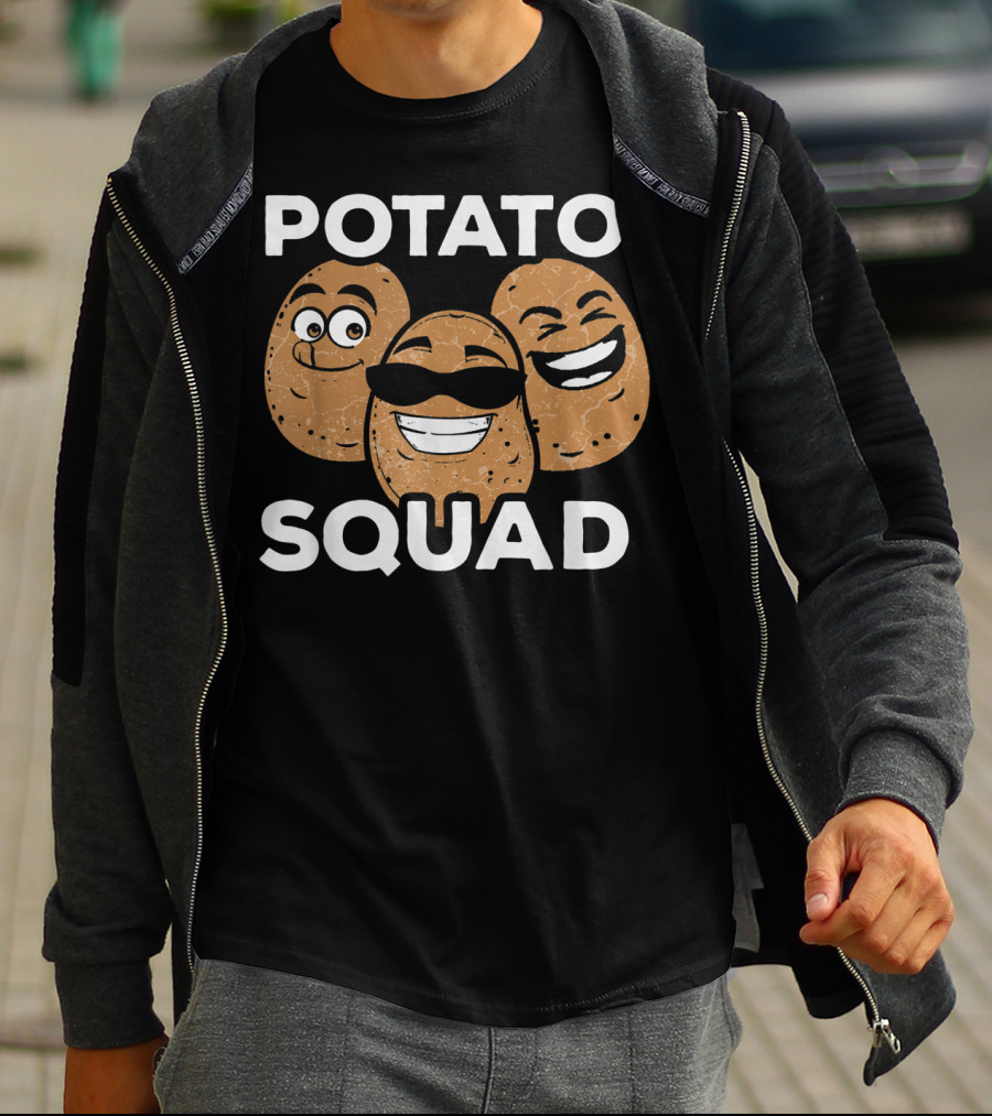 Potato Squad Cute Funny Potato Lover Smiling Cartoon Faces T-Shirt