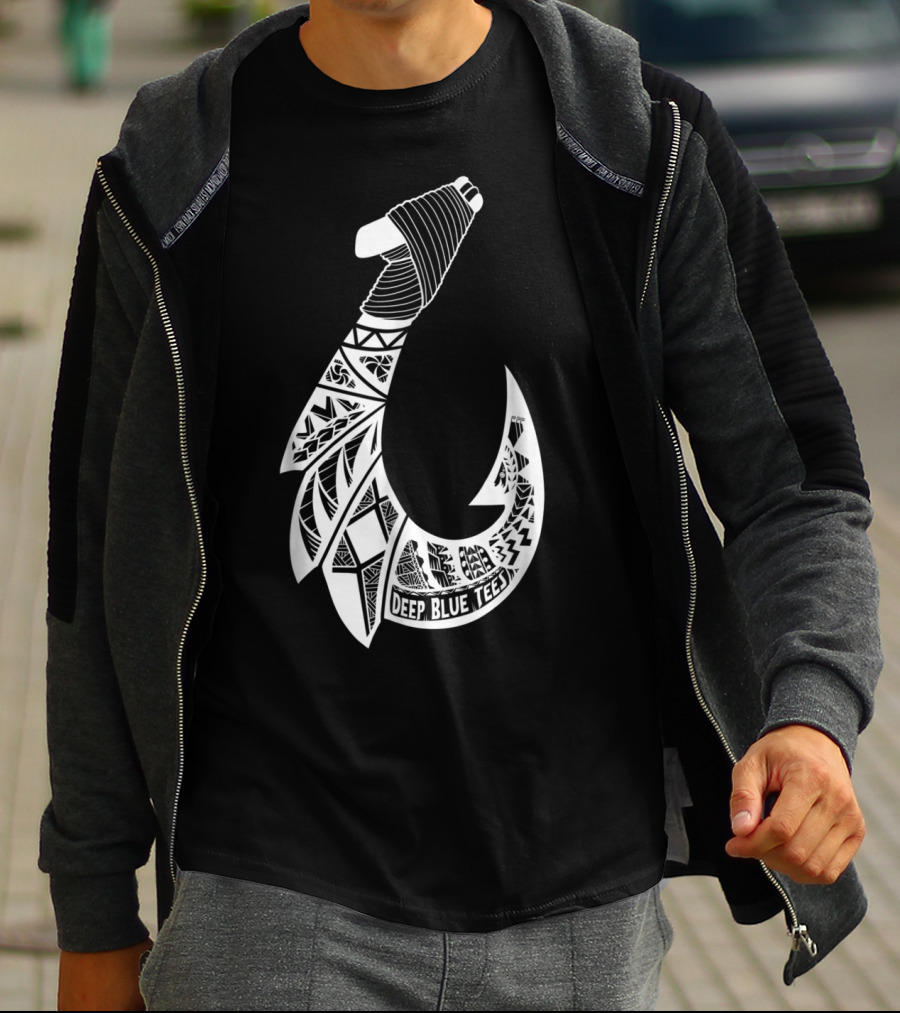 Tribal Hawaiian Hook By Deep Blue T-Shirt