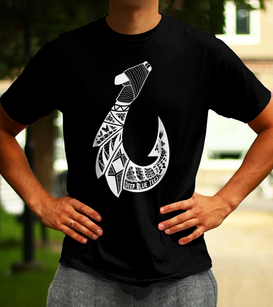 Tribal Hawaiian Hook By Deep Blue T-Shirt