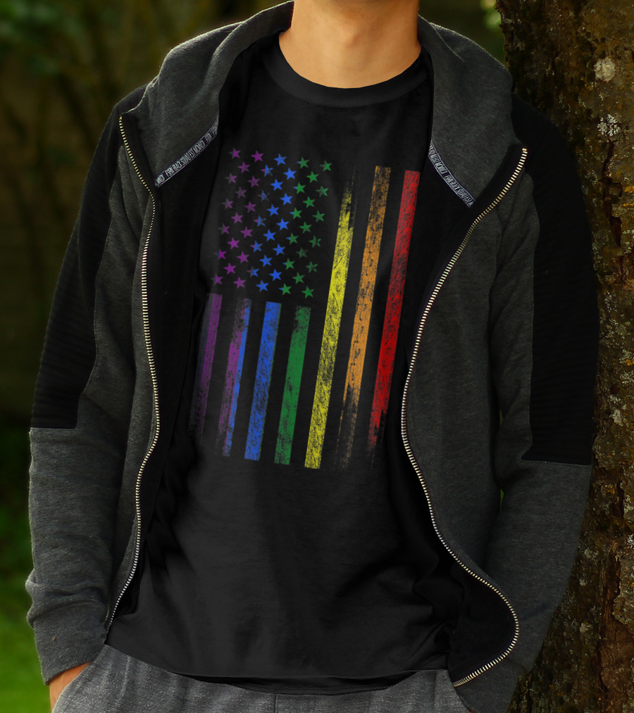 USA Rainbow Flag Gay Pride Symbol T-Shirt