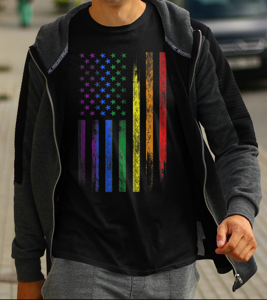 USA Rainbow Flag Gay Pride Symbol T-Shirt