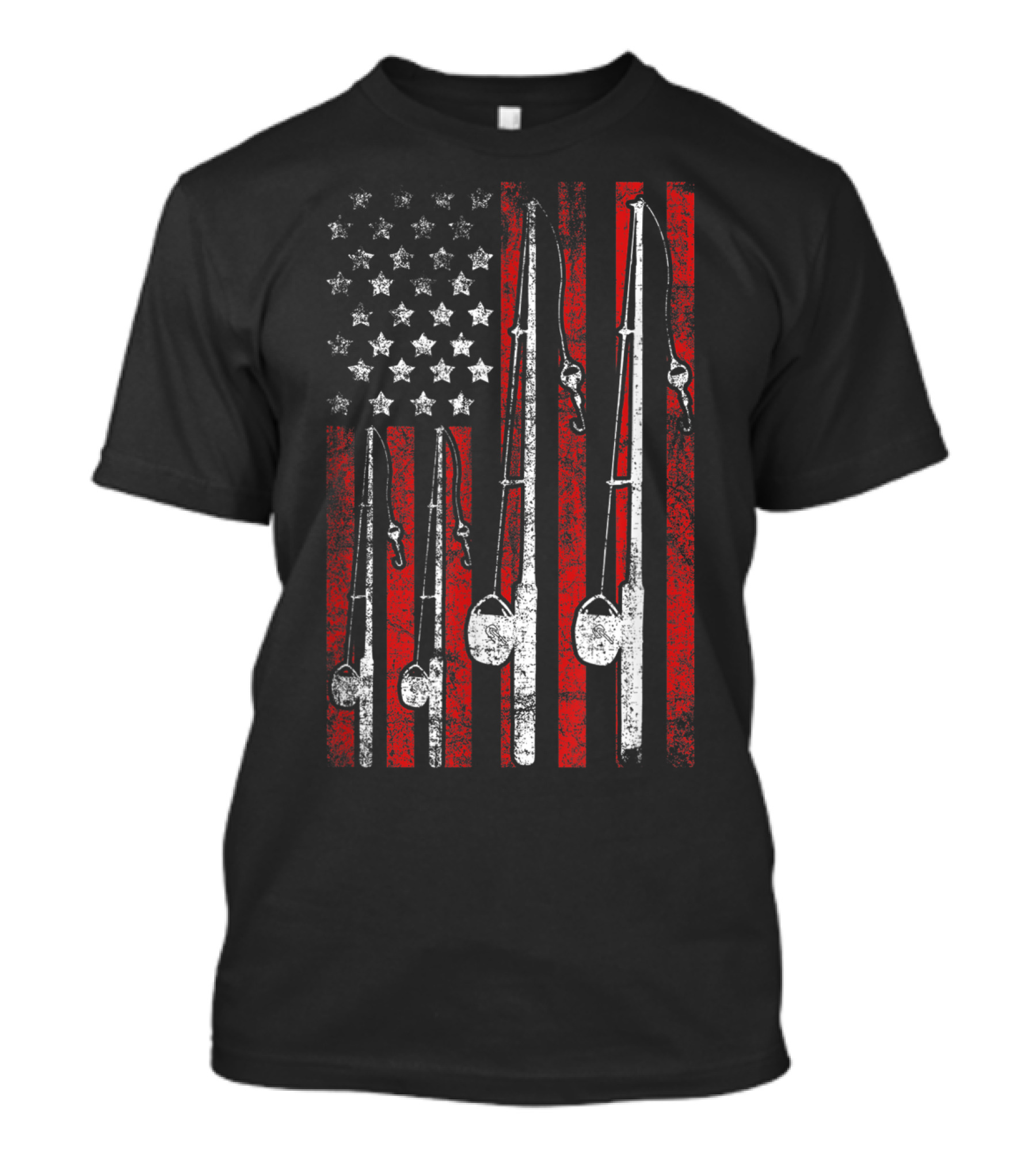 Vintage American Flag Fishing Poles T-Shirt